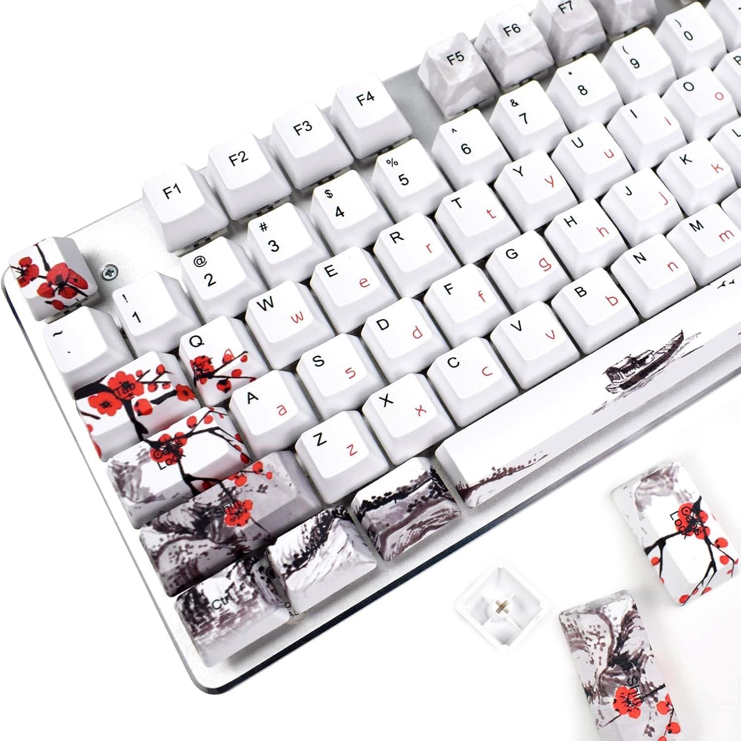 110 PCS Plum Blossom PBT OEM Keycaps Japanese Fits Cherry MX 104/87/71/61