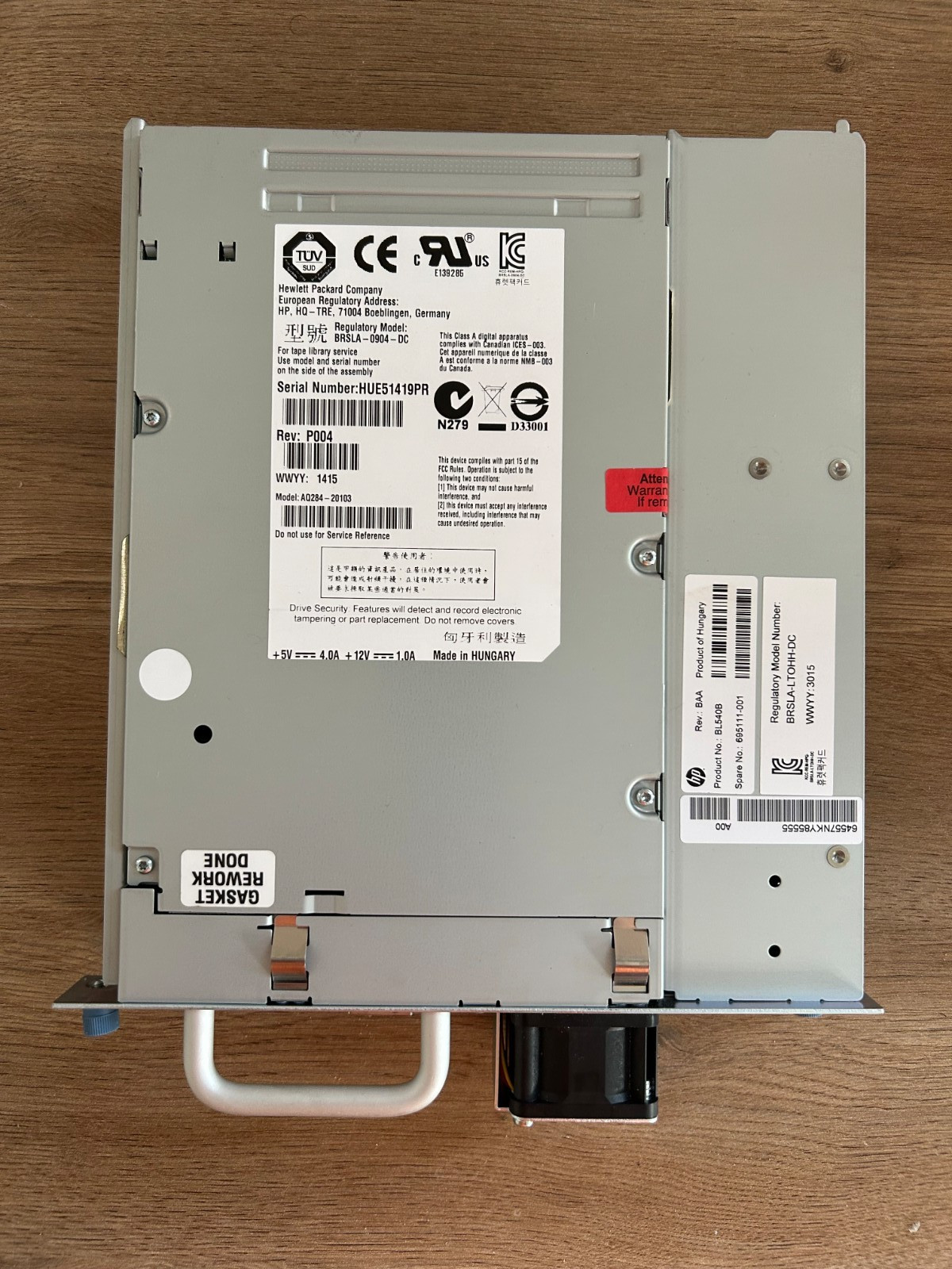 HP BRSLA-0904-DC Tape Drive Model AQ283-(284)20103 LTO-5 storage format