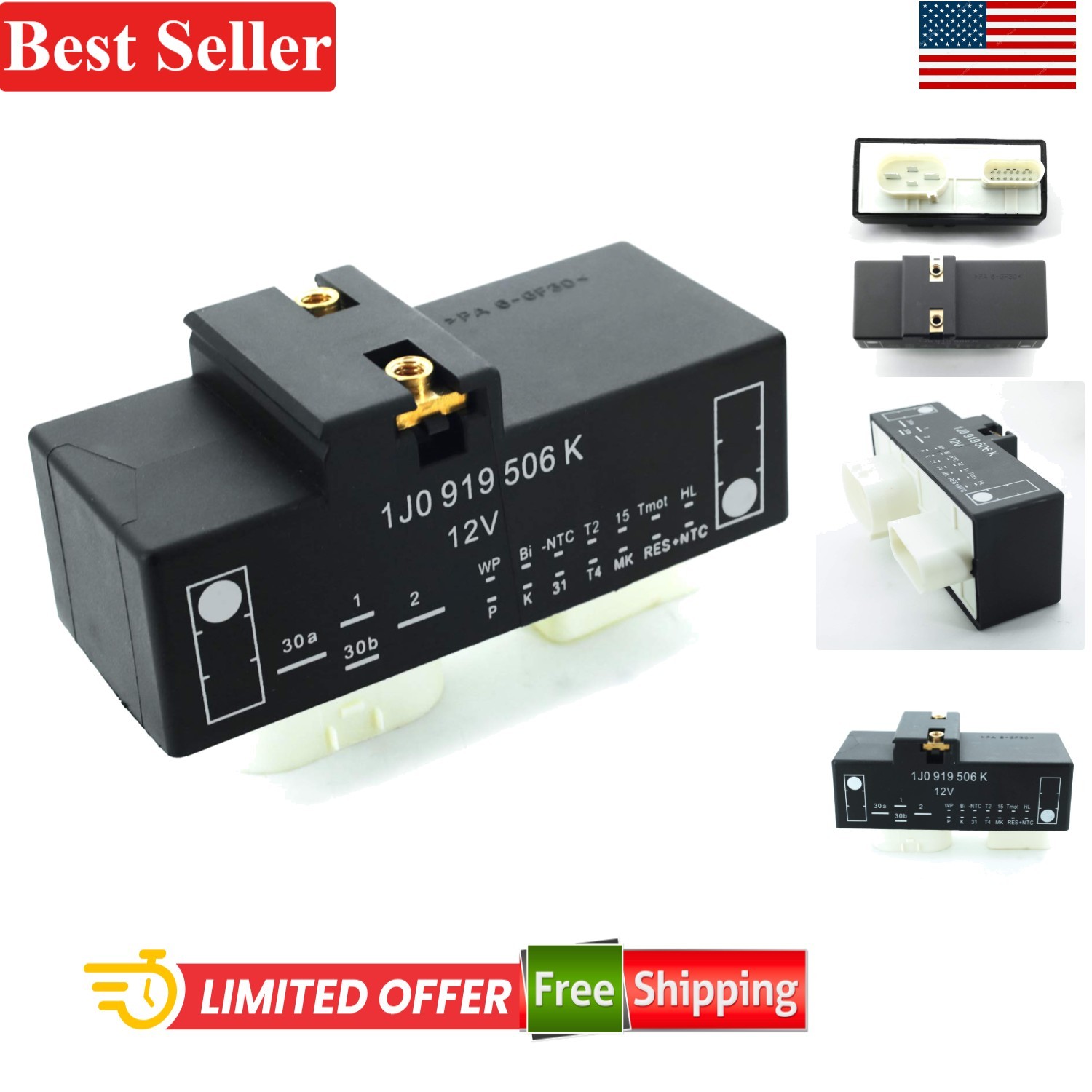 Electric Cooling Fan Control Module Relay Compatible with Golf Jetta Beetle T...