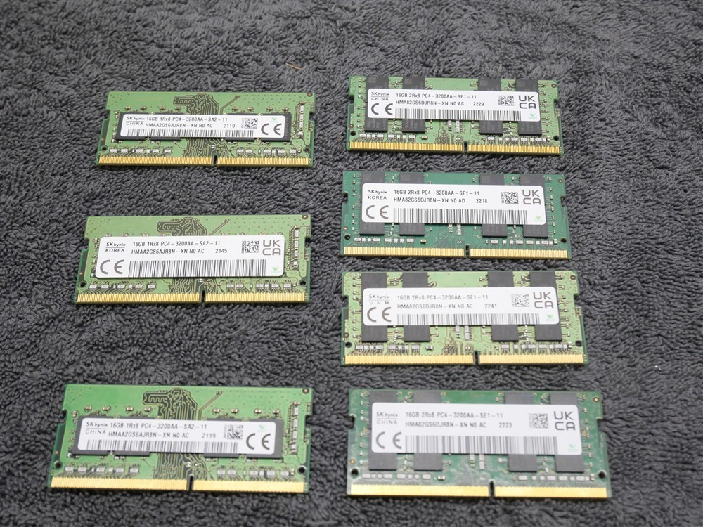 Lot of 7 SK Hynix 16GB DDR4-3200 SODIMM Laptop RAM 112GB PC4-3200AA
