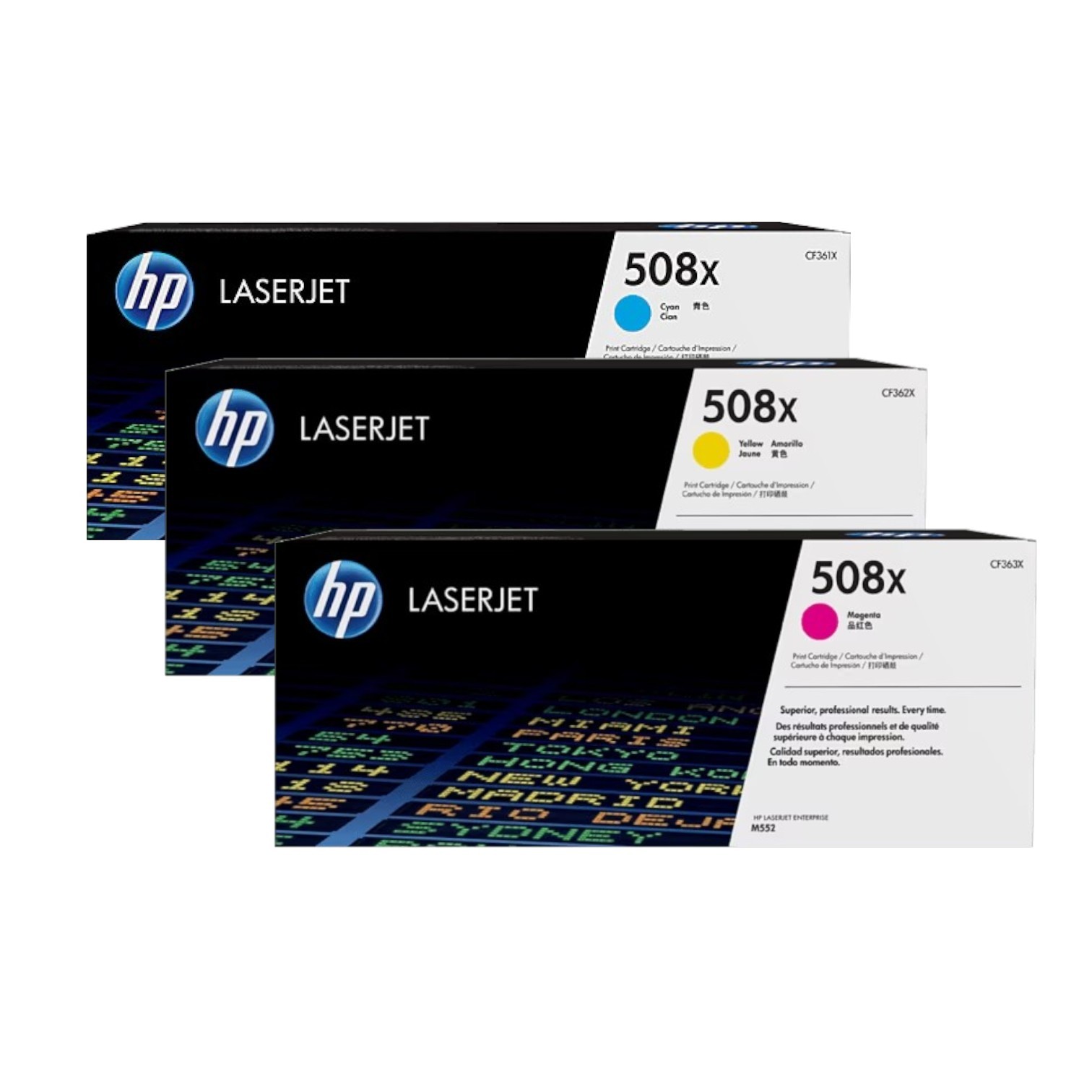 HP 508X High Yield 3-Pack Original LaserJet Toner Cartridge (CF361X, CF362X, CF