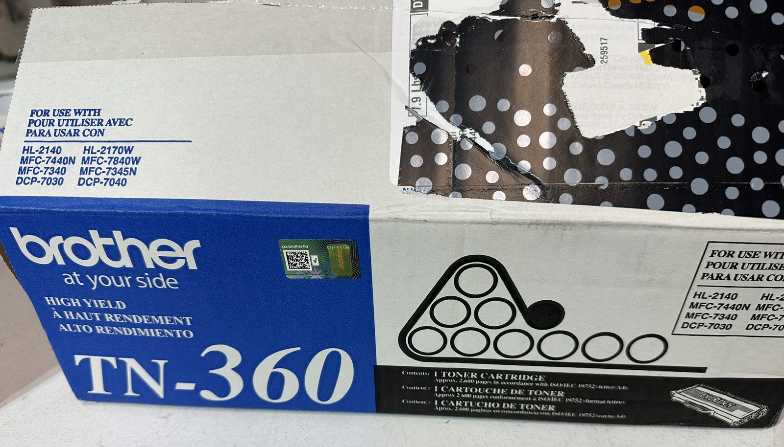 Genuine Brother TN-360 High Yield Toner Cartridge Black. Authentic