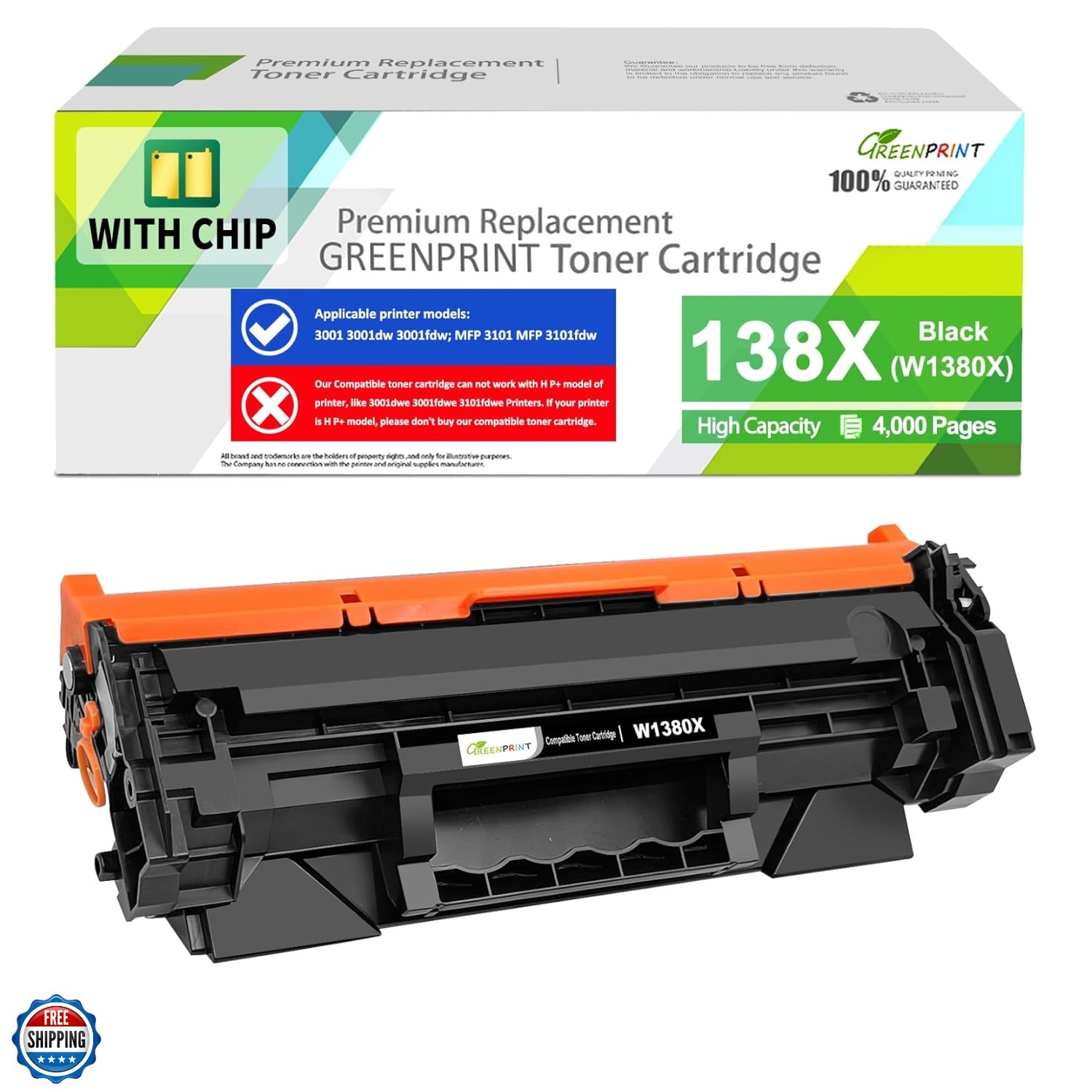 with CHIP 138X W1380X 138A W1380A Compatible Toner Cartridge Black High Yield...