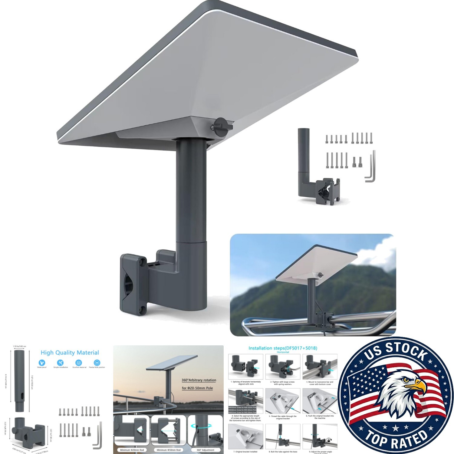 Versatile Starlink Mini Ladder Mount - Secure Aluminum Installation 0.8-1.97”