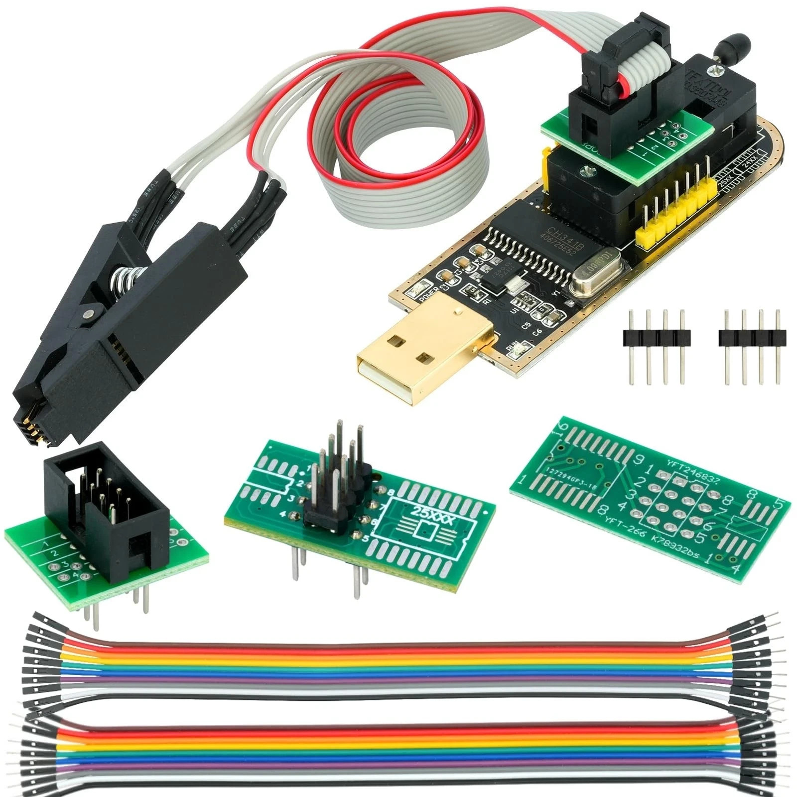 CH341A EEPROM BIOS Programmer SPI I2C + SOIC8 SOP8 Clip + SOP8 SOP16 Conversion