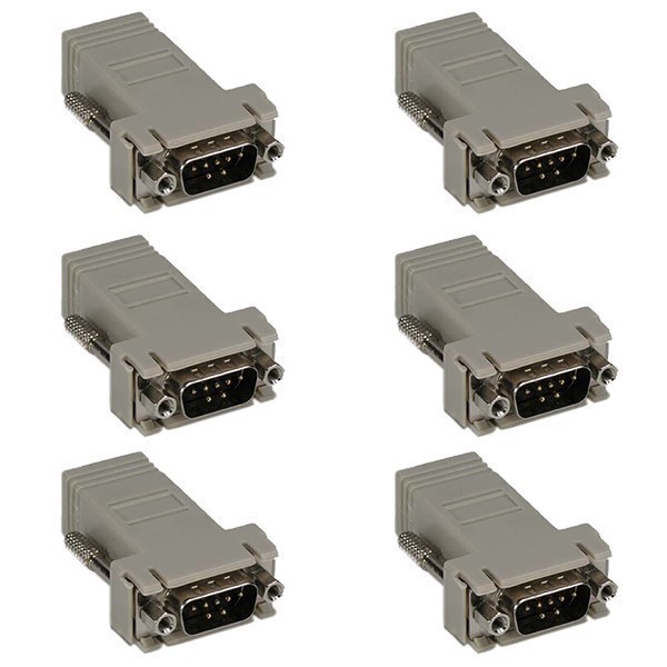 6x DB9 9 Pin RS232 Serial Port Male to RJ45 Network Adapter Modular Preassembled
