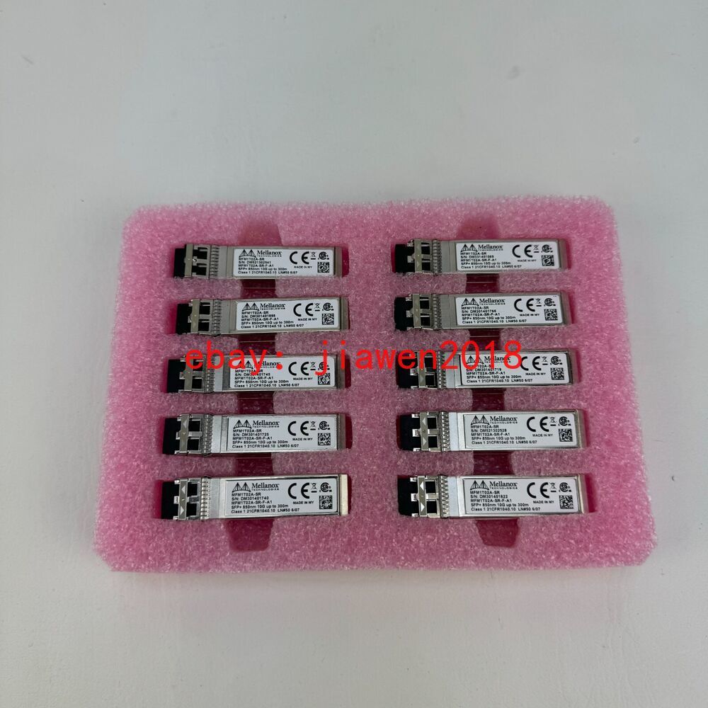 Lot of 10 Mellanox Genuine MFM1T02A-SR 10GbE 10GBASE-SR SFP+ Fiber Transceiver