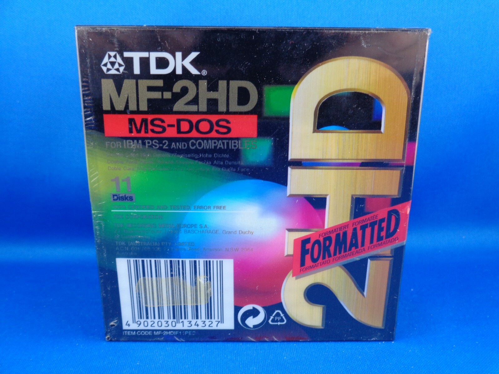 3.5" FLOPPY MF-2HD TDK (MS-DOS FORMATTED) -- 10+1 PIECE WITH PLASTIC STORAGE BOX