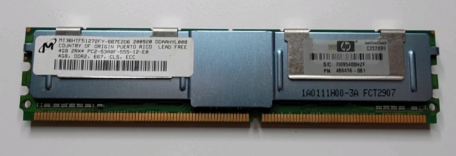 Micron 4GB 2RX4 PC2-5300F-555-12-E0 MT36HTF51272FY-667E2D6 Memory RAM
