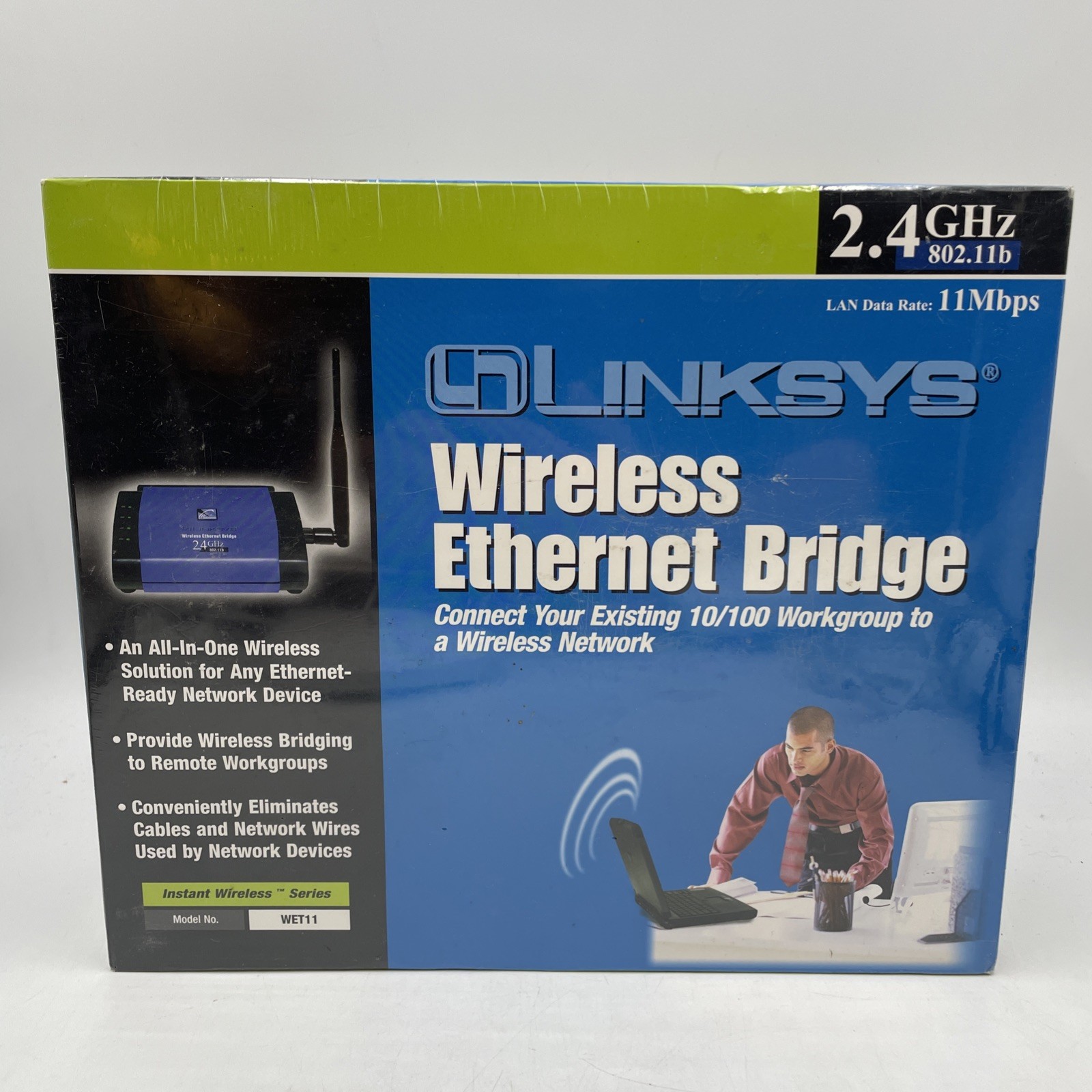 Cisco-Linksys WET11 Wireless Ethernet Bridge 2.4Ghz 802.11b, New & Sealed