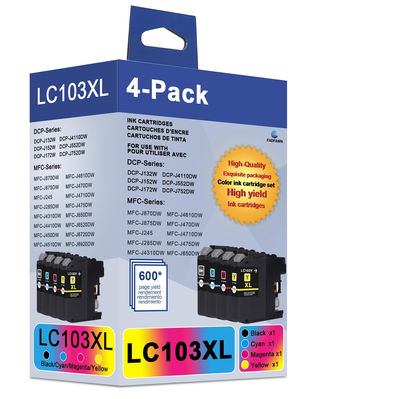 LC103XL High Yield Ink Cartridges - for Brother Ink Cartridges LC103 LC101 Wo...