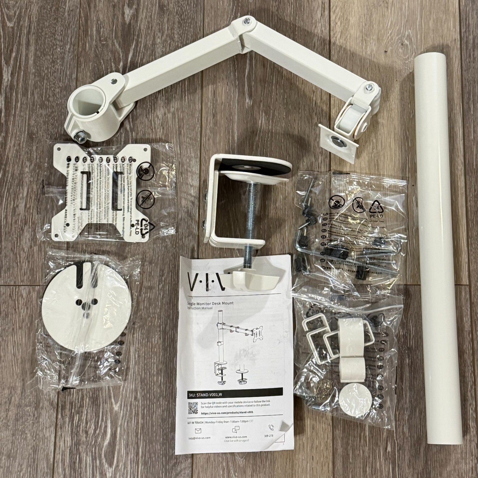 VIVO Stand-V001W White Single Monitor Clamp Desk Mount