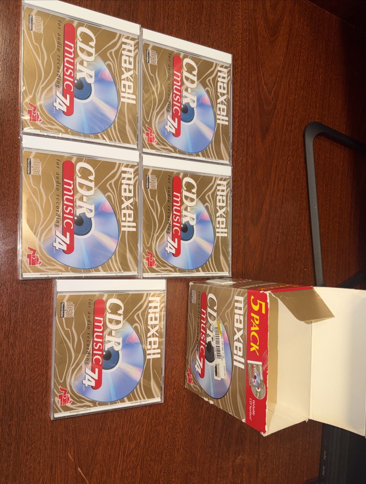 NEW OPEN BOX ~ Maxell CD-R Music 5 Pack 74 MIN For Audio Recording 