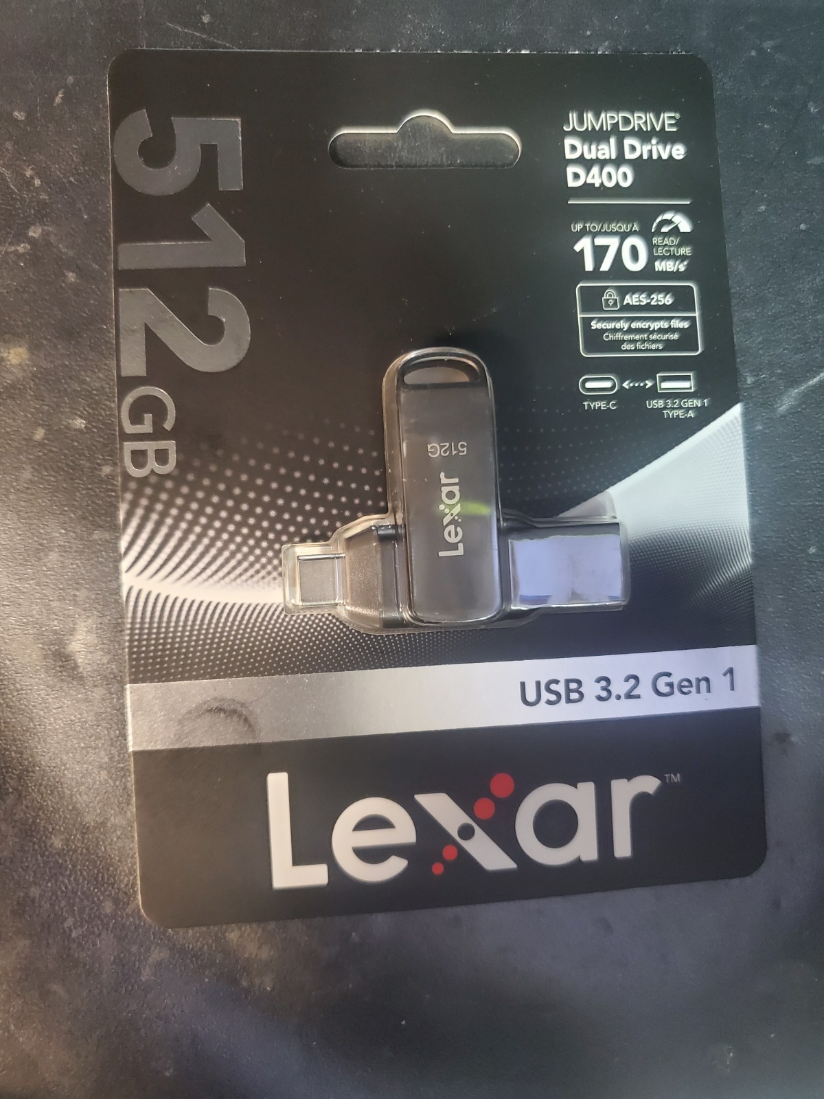 Lexar 512GB JumpDrive Dual Drive D400 USB 3.2 Gen 1 Type-C & Type-A Flash Drive