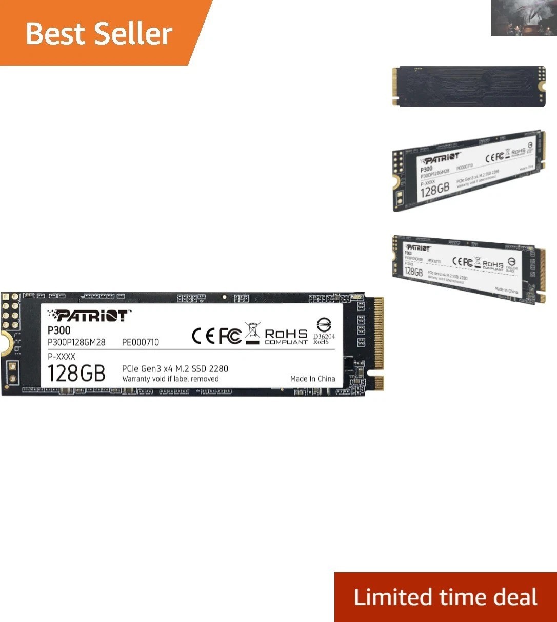 128GB Low-Power Consumption Patriot P300 NVMe SSD - Ultra-Fast Performance