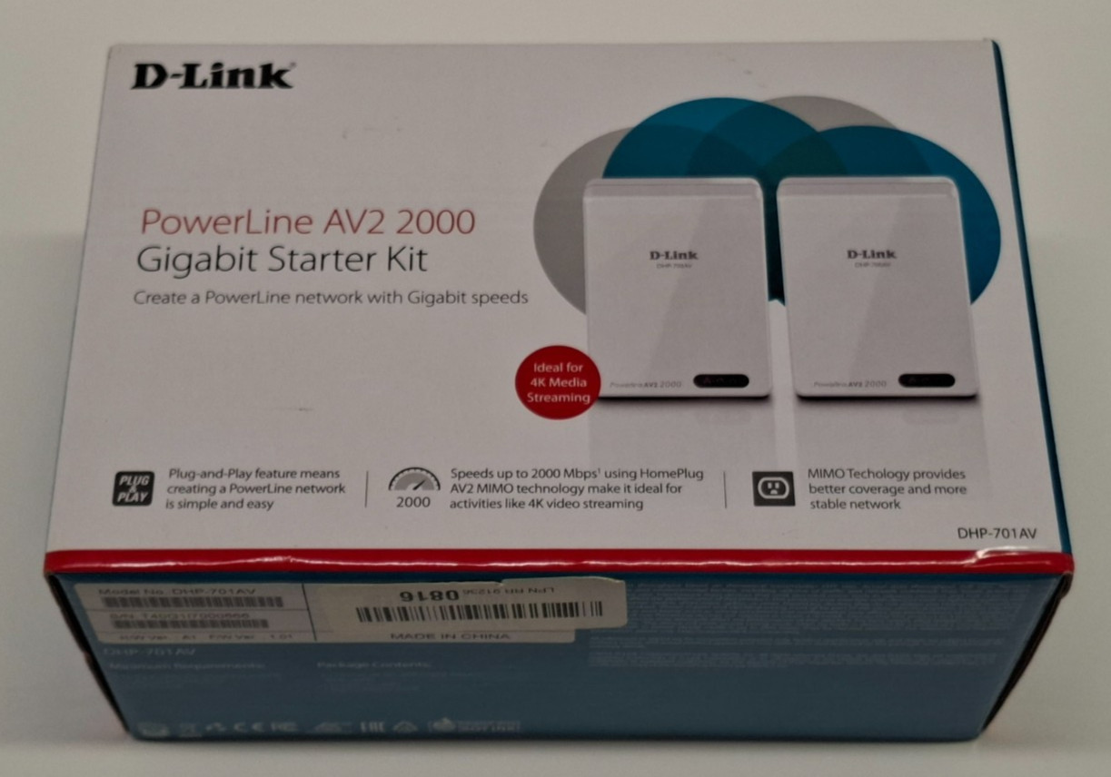 D-Link DHP-701AV Powerline AV2 2000 Gigabit Starter Kit in Mint Consition