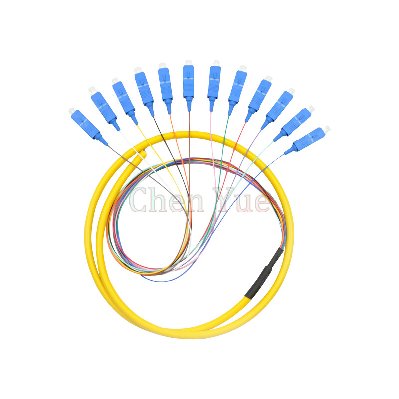 Lot of 10 12 Strand 9/125 Fiber Optic Pigtail 3m SC/UPC Single Mode