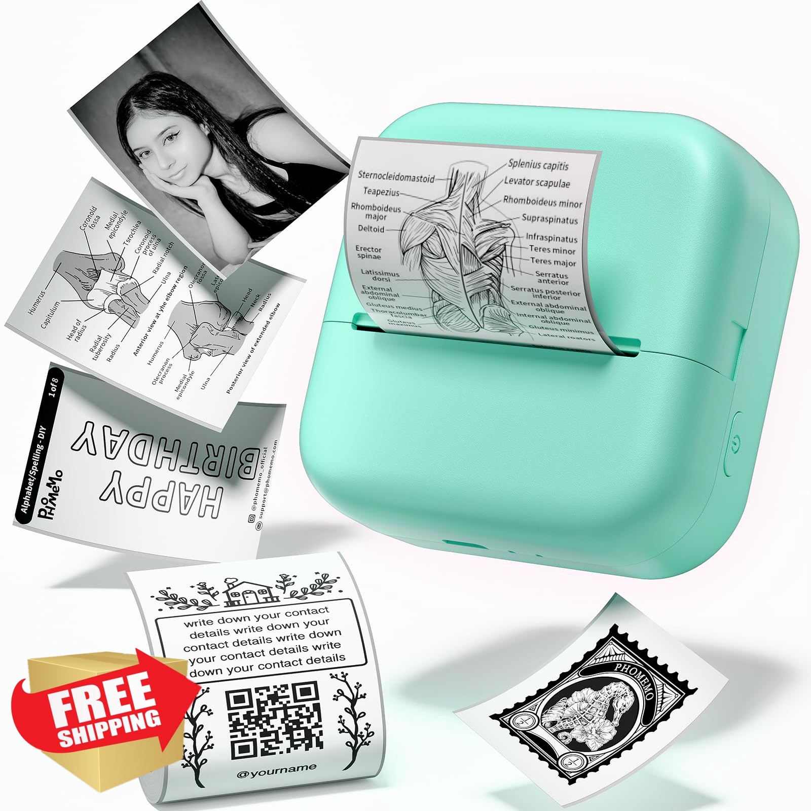 Ponek Mini Sticker Printer - M02X Print Pod Mini Printer, Thermal Stickers Ma...