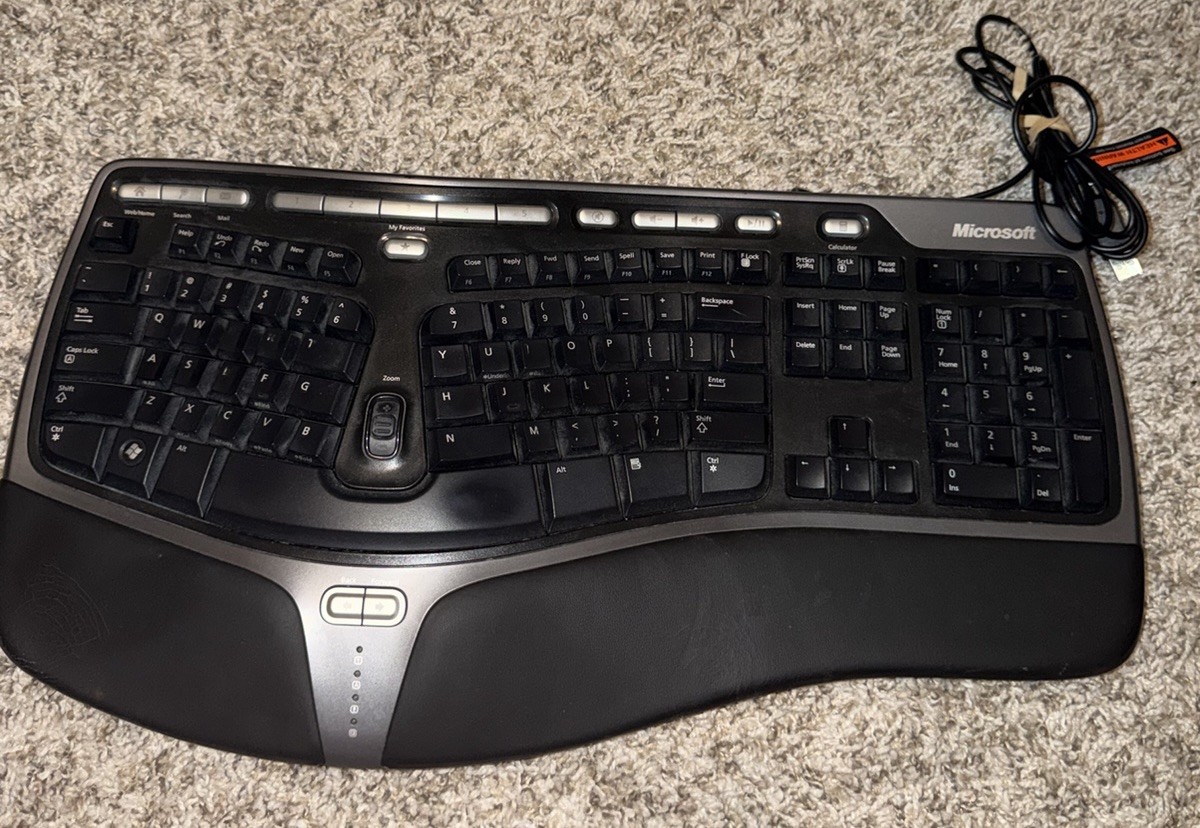 Microsoft Natural Ergonomic Keyboard 4000 v1.0 Black Model KU-0462 USB ** TESTED