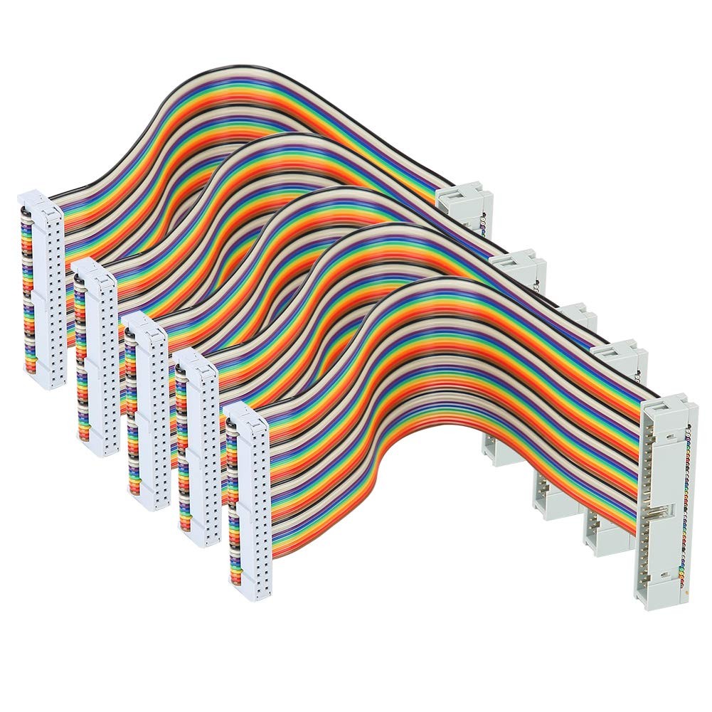 S erounder 5Pcs GPIO Ribbon Cable for Male to Female 40pin Breadboard Jumper ...