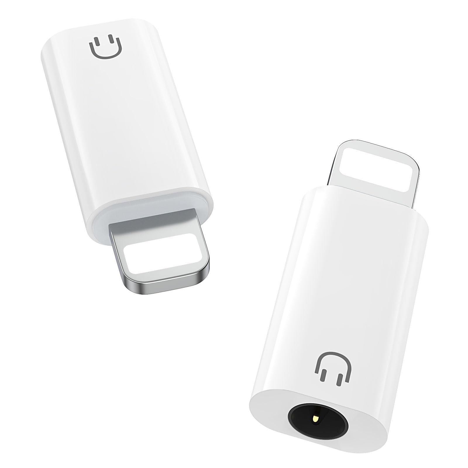 MoKo Lightning to 3.5mm Audio Headphone Adapter (Playback 2 Pack, White