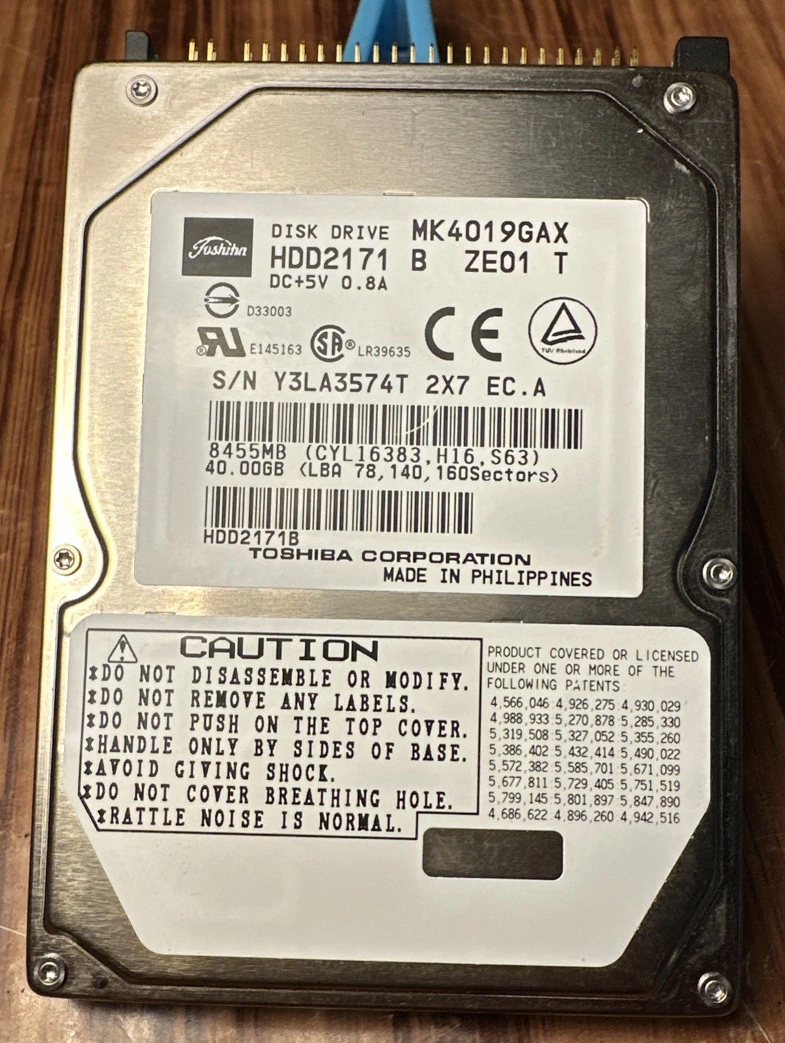 Toshiba MK4019GAX HDD2171 F ZE01 T 40gb Hard Drive Compaq 284759-001 309473-001