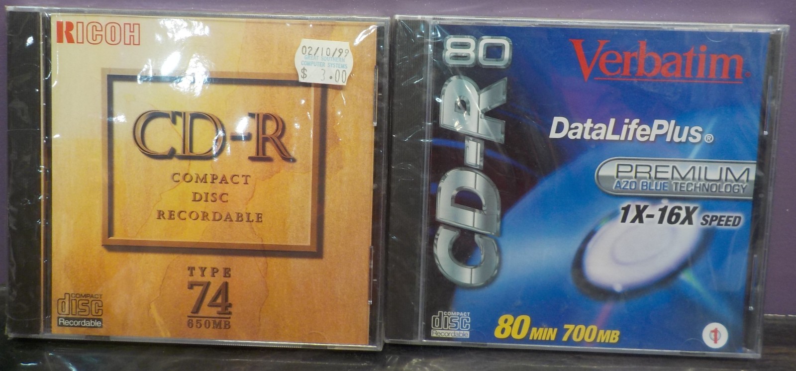 Verbatim DataLifePlus Premium CD-R AZO Blue Technology 1X-16X Spd 80 Min 700MB