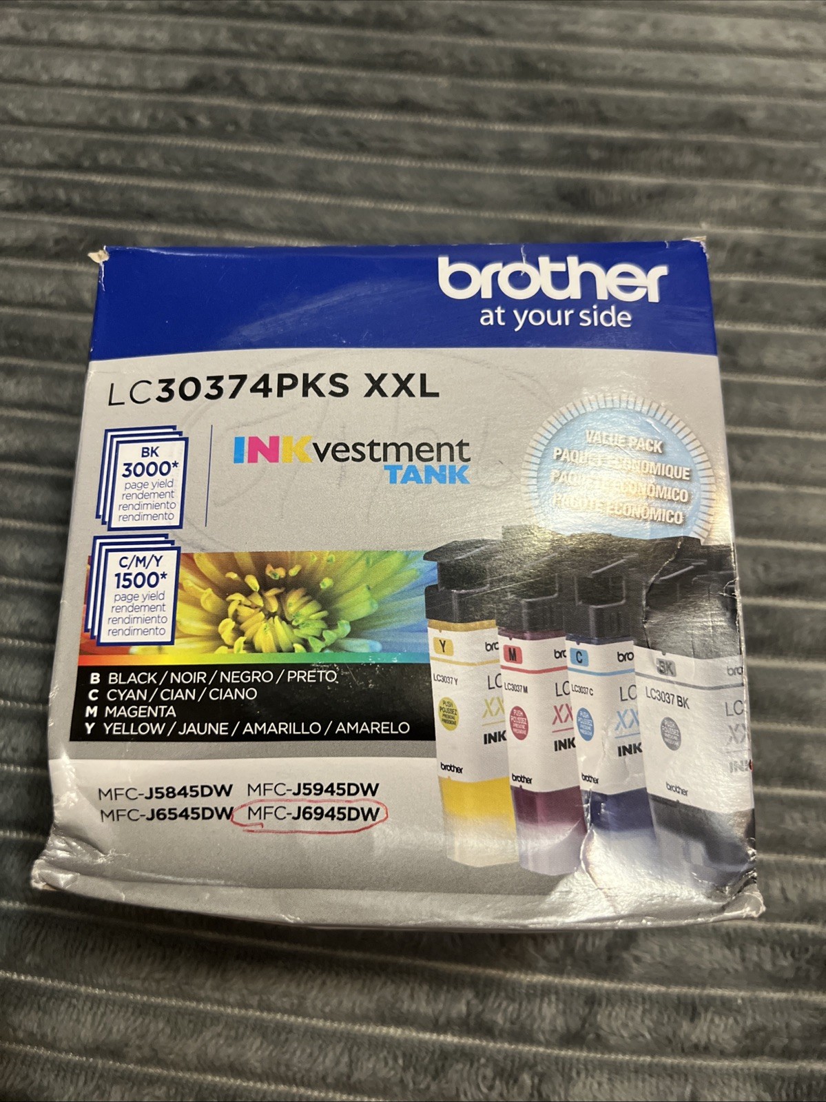 Genuine Brother LC3037 XXL 4Pk Black & Color Cartridge Combo Exp 10/28