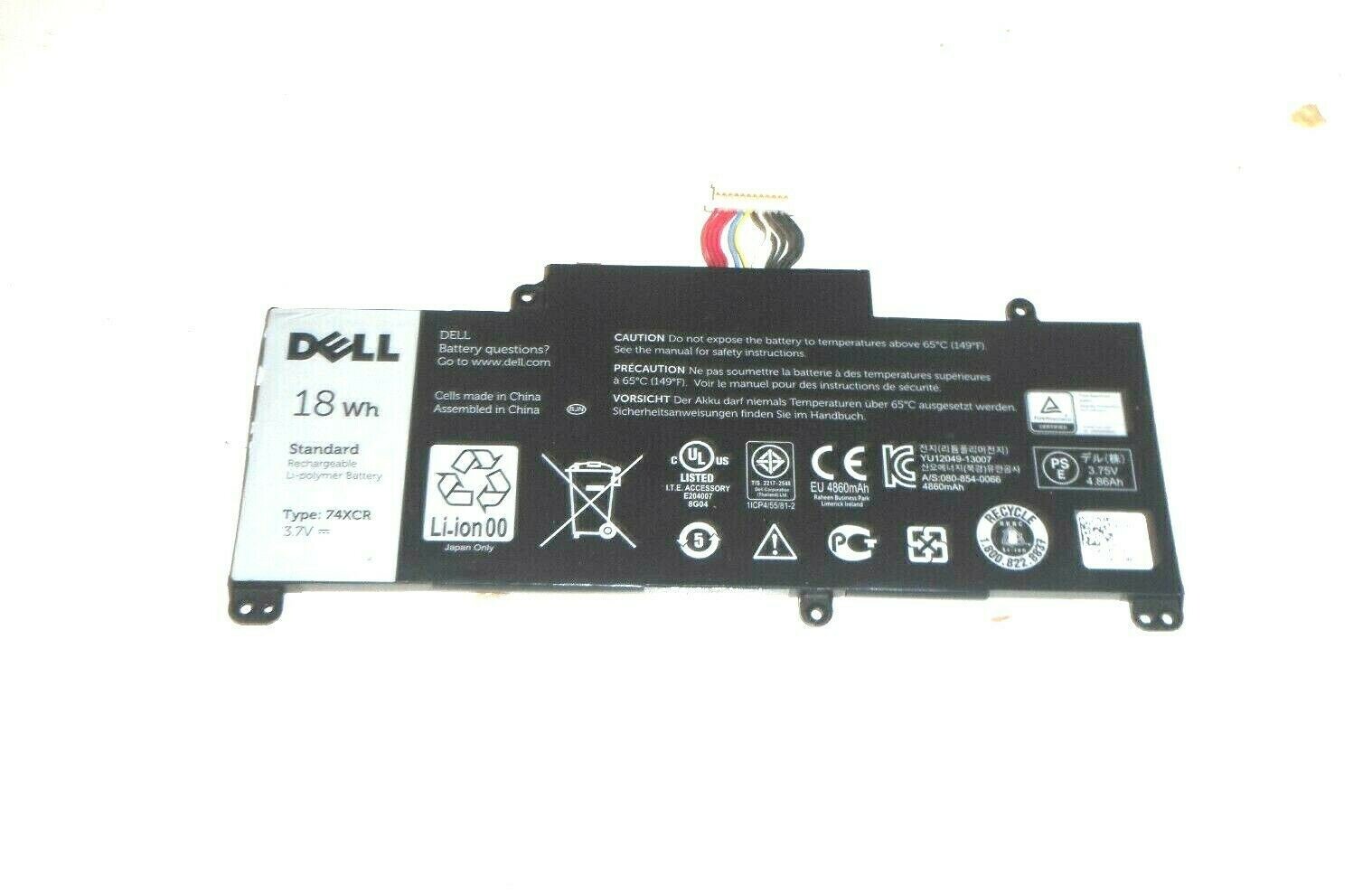  OEM Dell Venue 8 Pro Battery 3.7V 18Wh 4860mAh 74XCR X1M2Y VXGP6