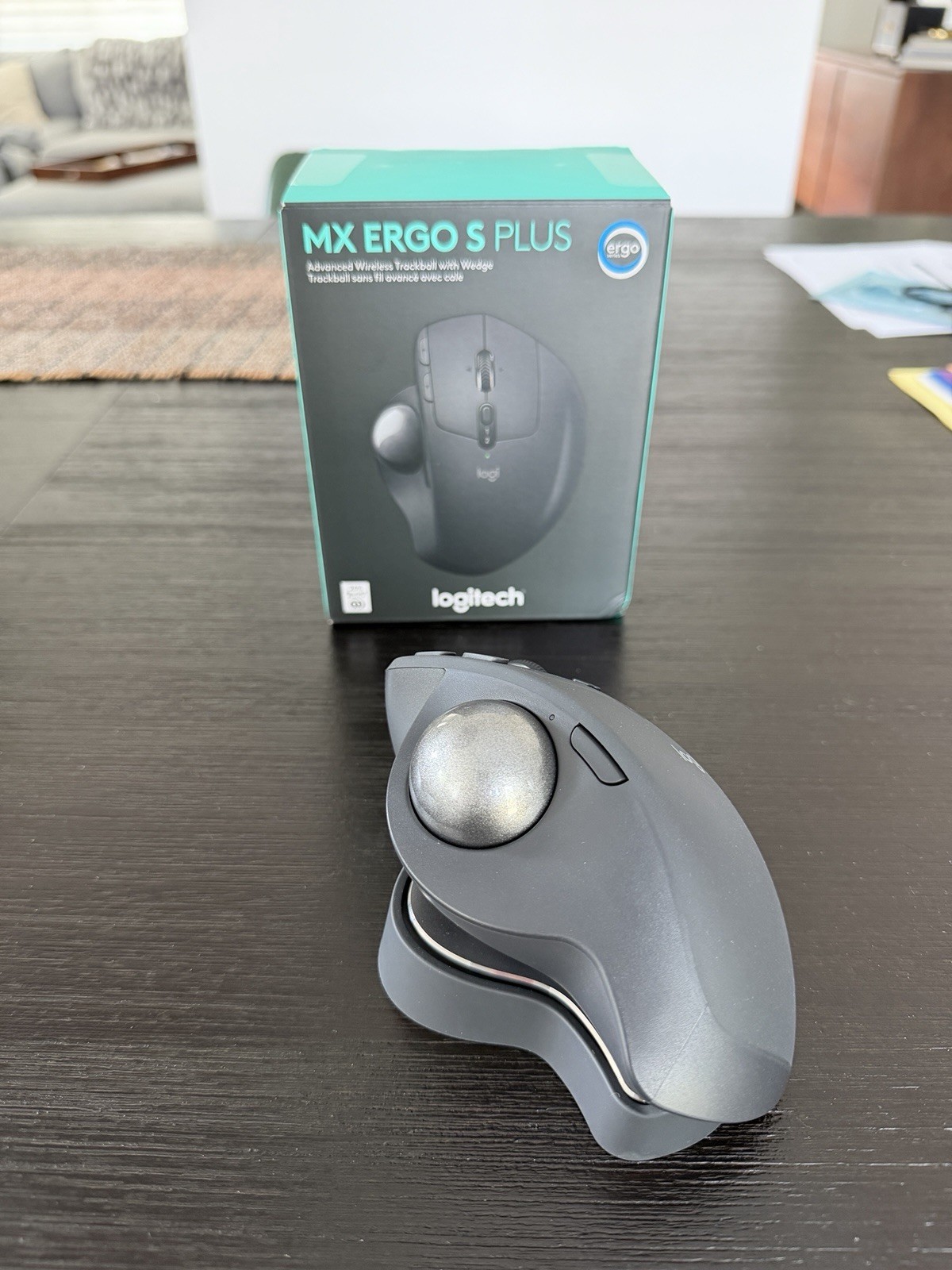 Logitech MX ERGO S Plus Wireless Ergonomic Rechargeable Trackball Gray 6Btn