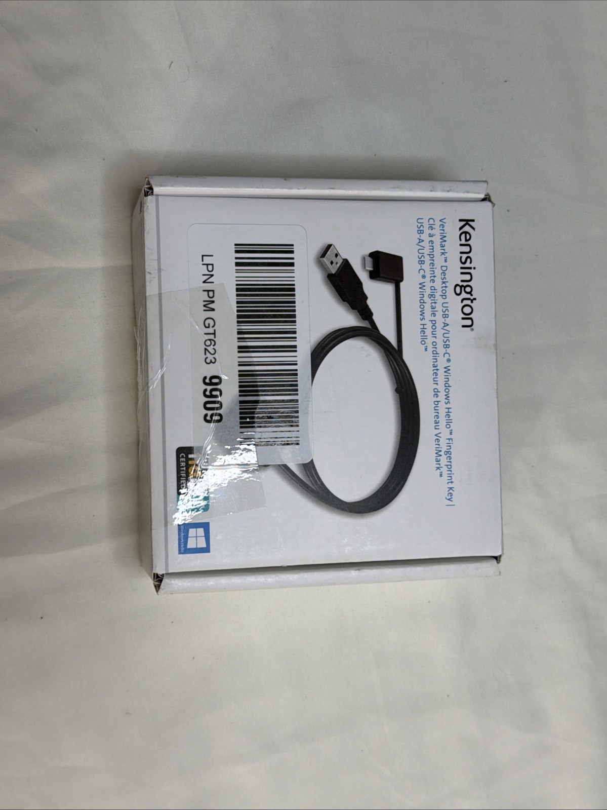 Kensington VeriMark Desktop USB-A/USB-C Windows Hello Fingerprint Key FIDO U2F