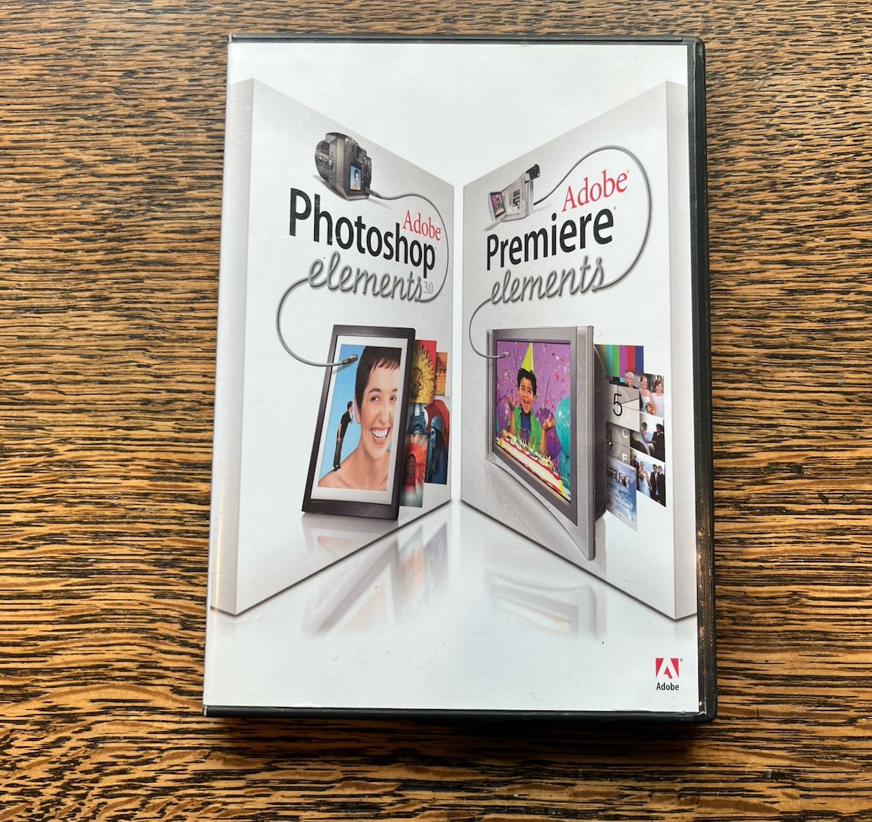 Adobe Photoshop Elements 3.0 and Premiere Elements 2004 w/ Serial Numbers (3 CD)
