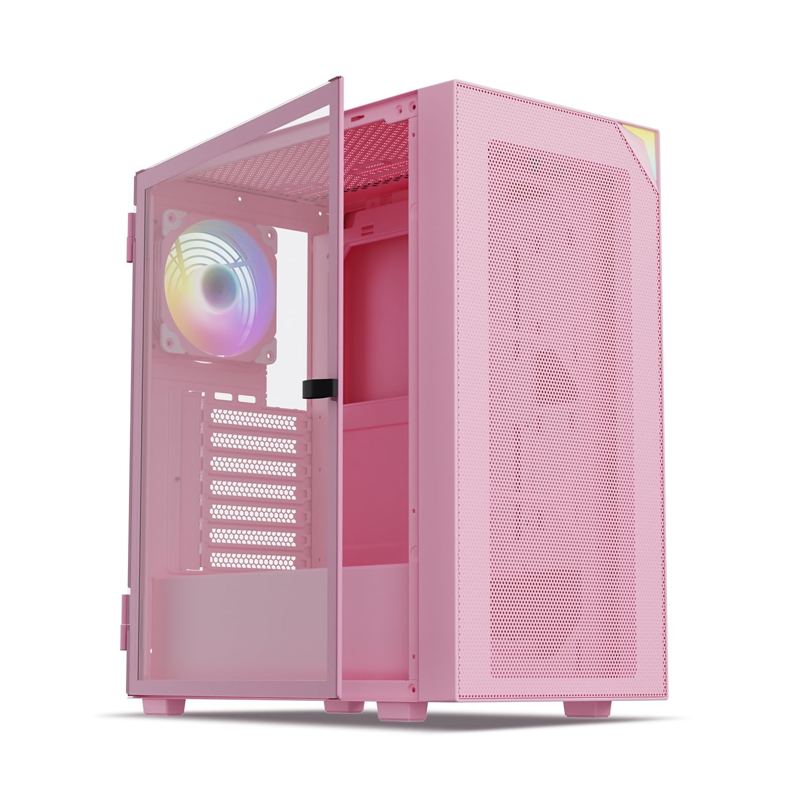 AL800 Pink Full Tower PC Case - Tempered Glass ARGB Fans Support ATX, M-ATX, ITX