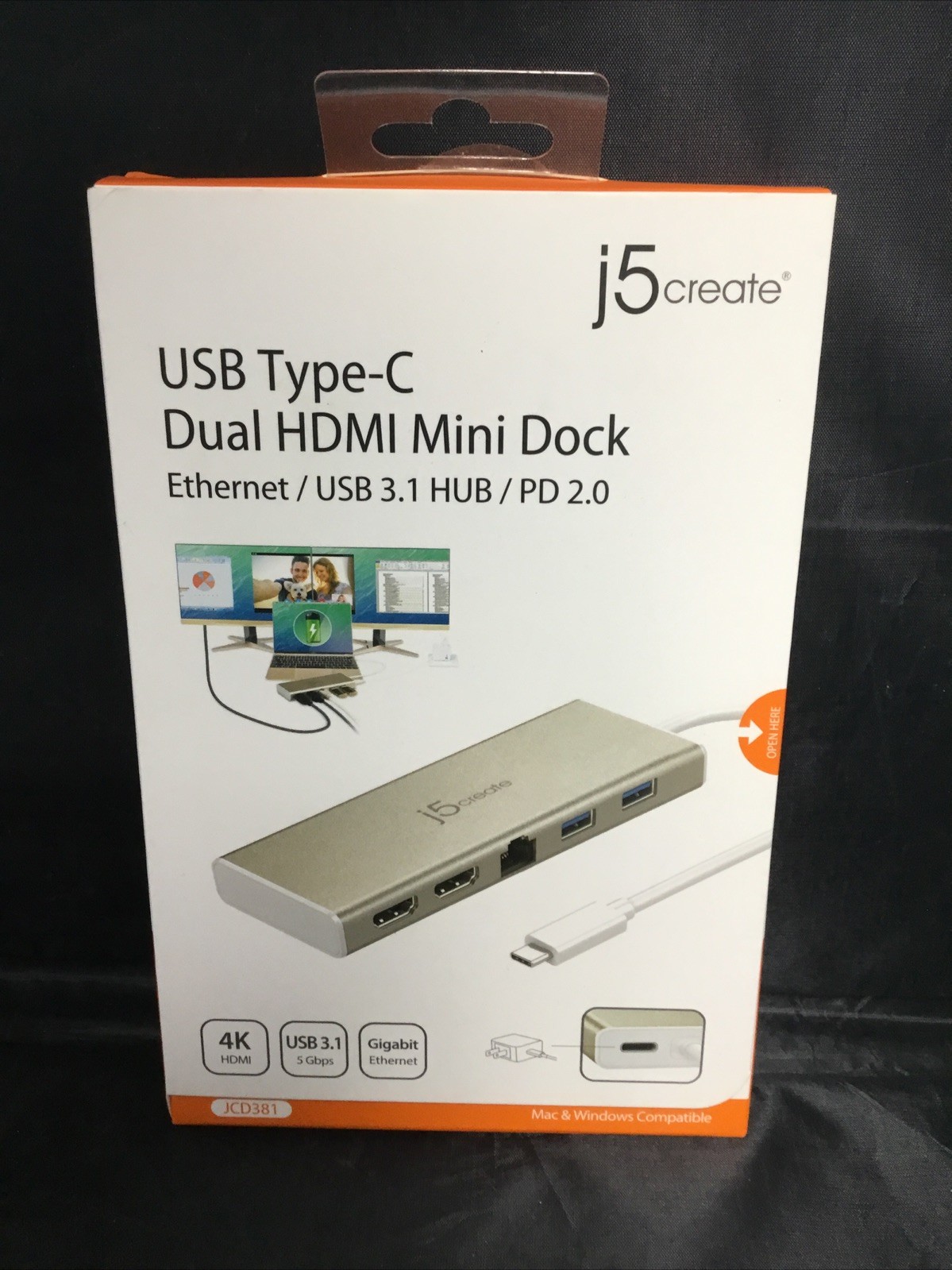 Genuine j5create JCD381 USB Type-C Dual HDMI Mini Dock