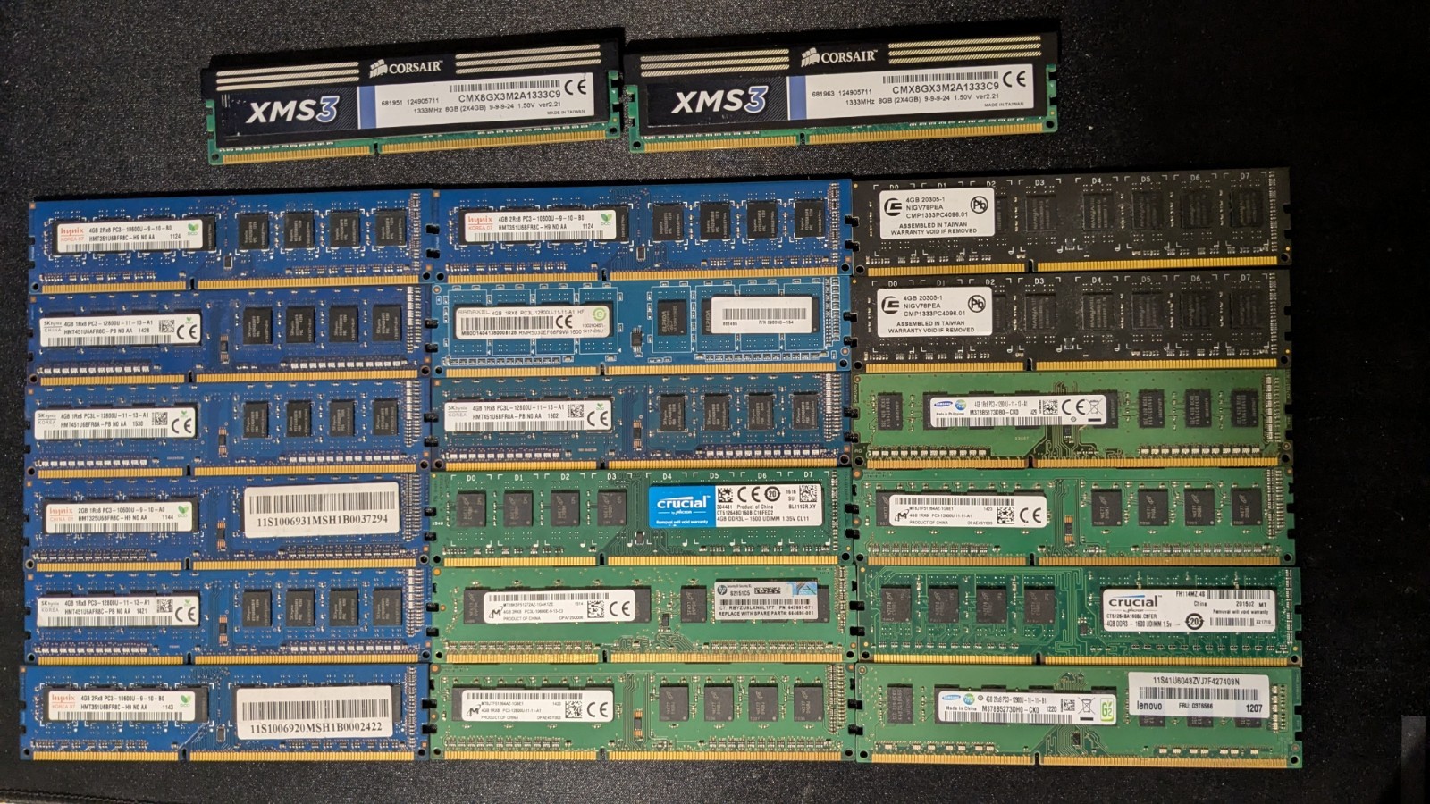 Lot of 20, ram ddr3 4gb Used not tested