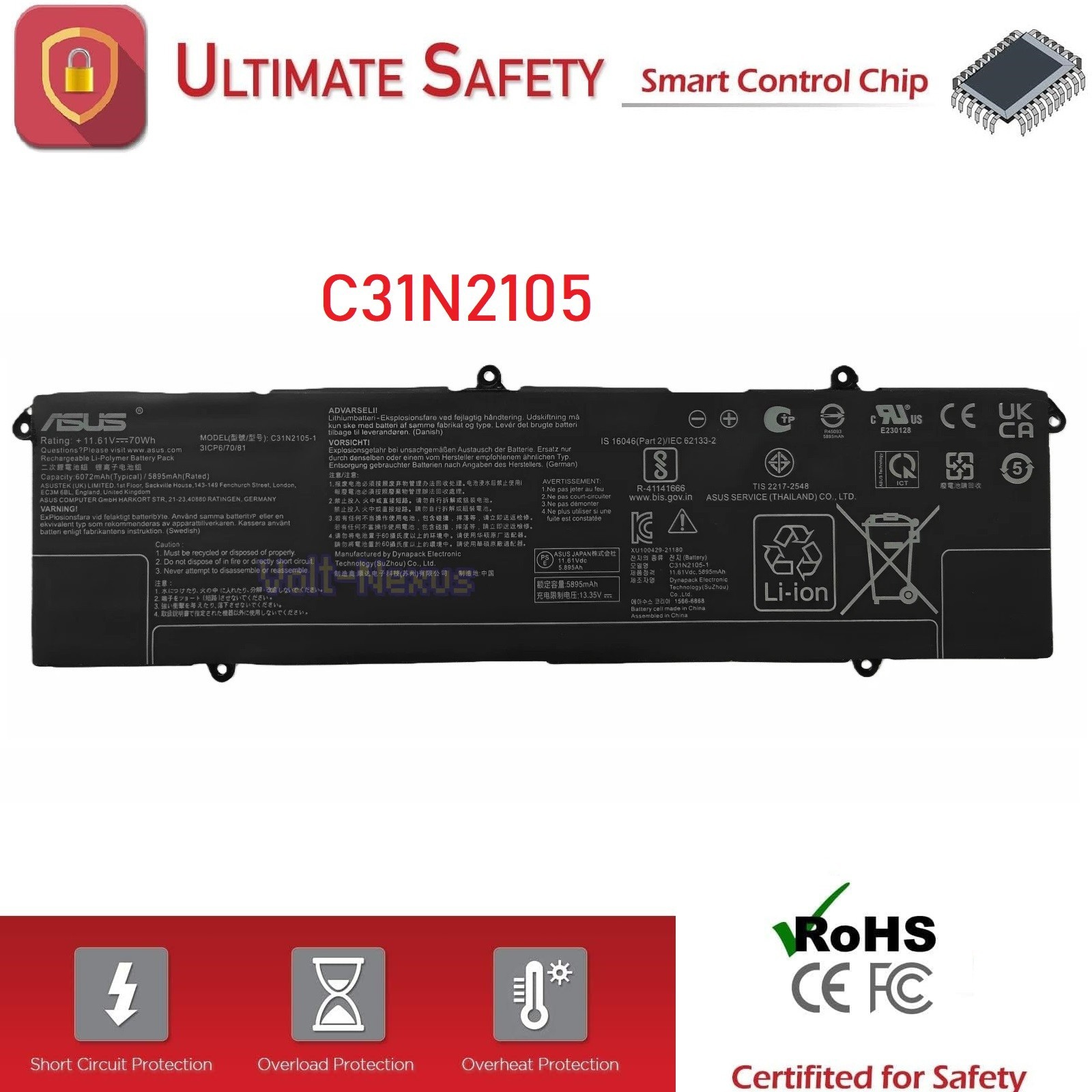 New Genuine C31N2105 OEM Battery for Asus Vivobook K3502Z K3402Z 0B200-04140000