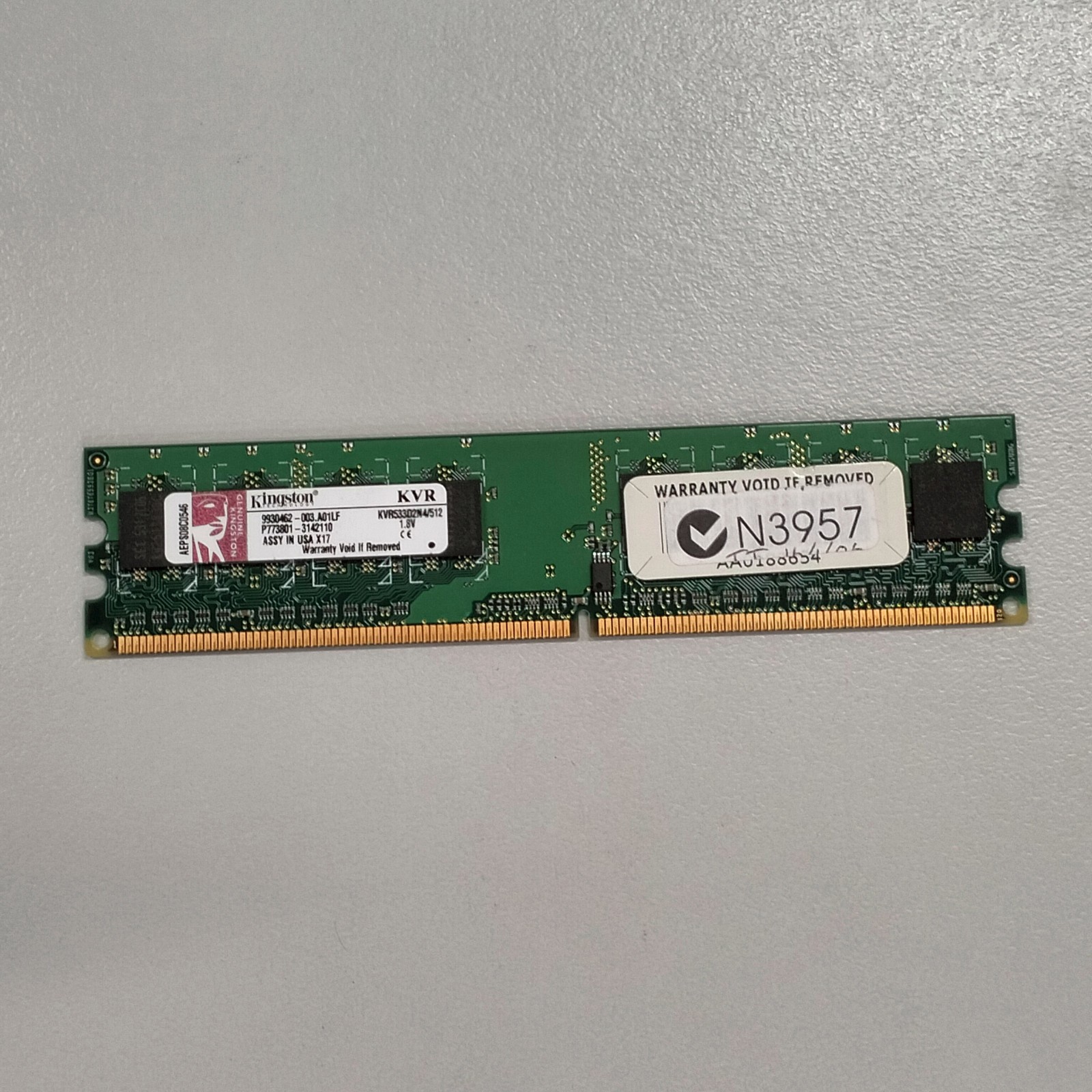 Kingston 512MB DDR2 RAM PC2-4200 533MHz CL4 1.8V non-ECC DIMM KVR533D2N4/512