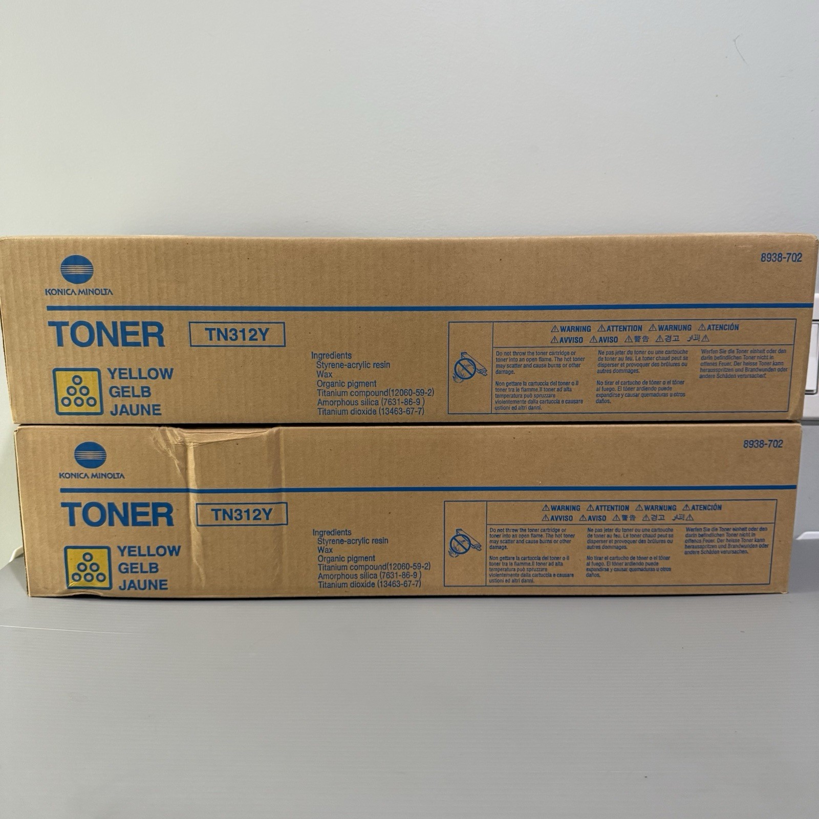 Konica Minolta TN312 Yellow Toner Cartridge For Bizhub C300 C352 Lot of 2