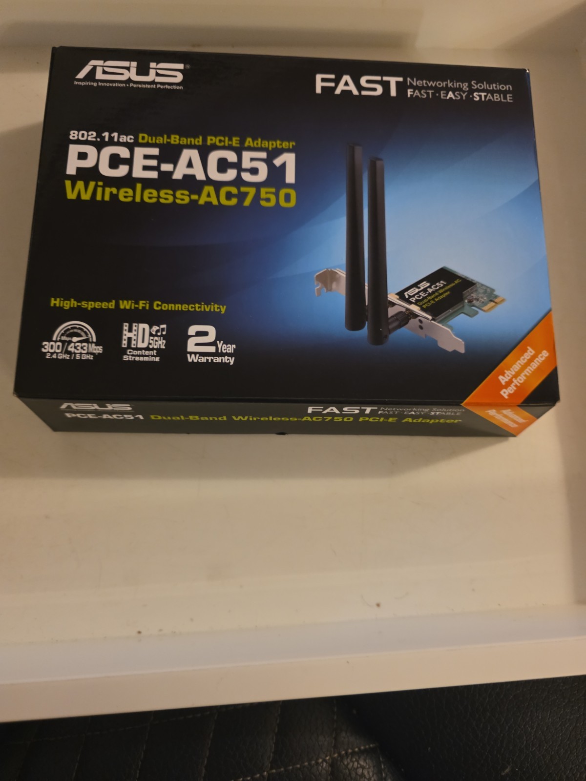 ASUS Dual-Band PCI-E Adapter / PCE-AC51 / Wireless AC750/802.11ac NO ANTENNAS