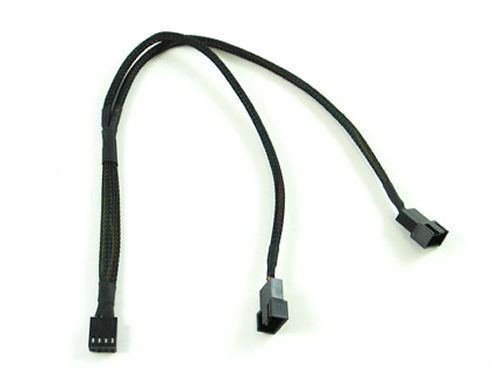 4-Pin PWM to Dual PWM Sleeved Computer Case Fan Power Y-Splitter Adapter Cable
