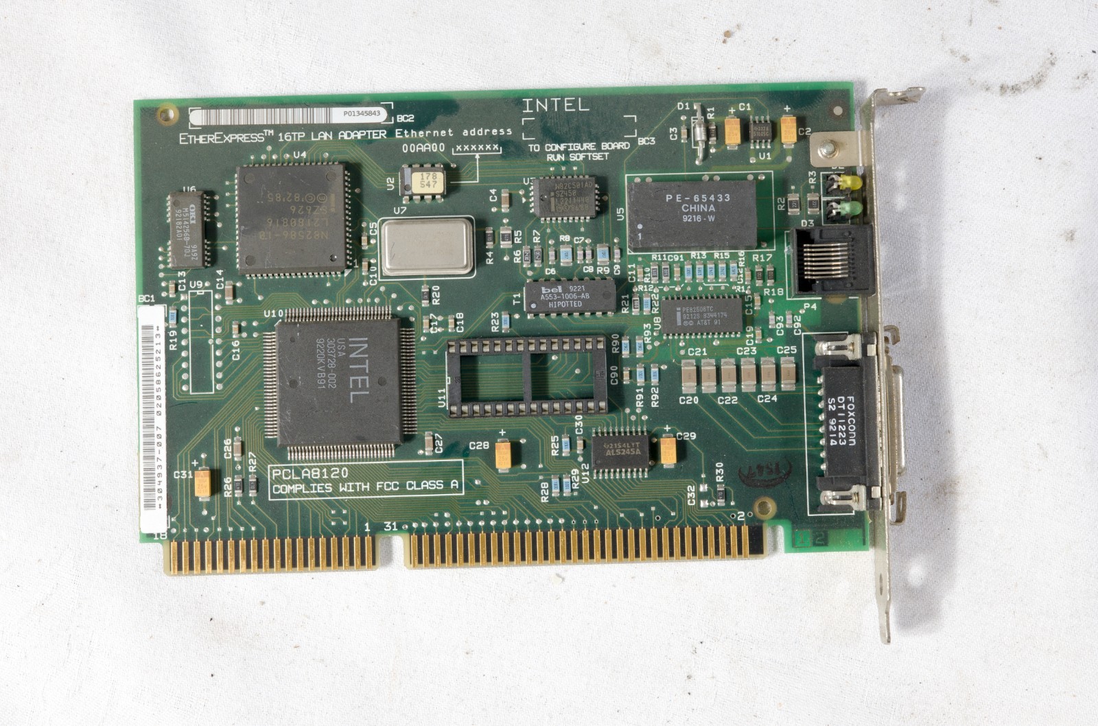 Intel EtherExpress 16TP ethernet card 10BaseT 10Base2 16 bit ISA ISAP36