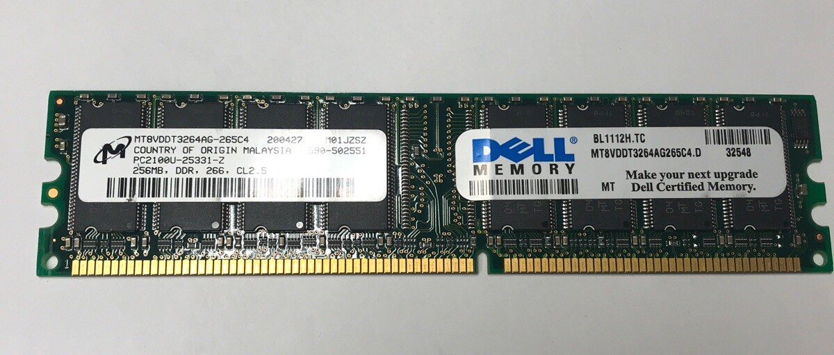 Ram Memory 256MB PC2100U-25331-Z DDR? CL 2.5 MT8VDDT3264AG-265C4 Tested Working