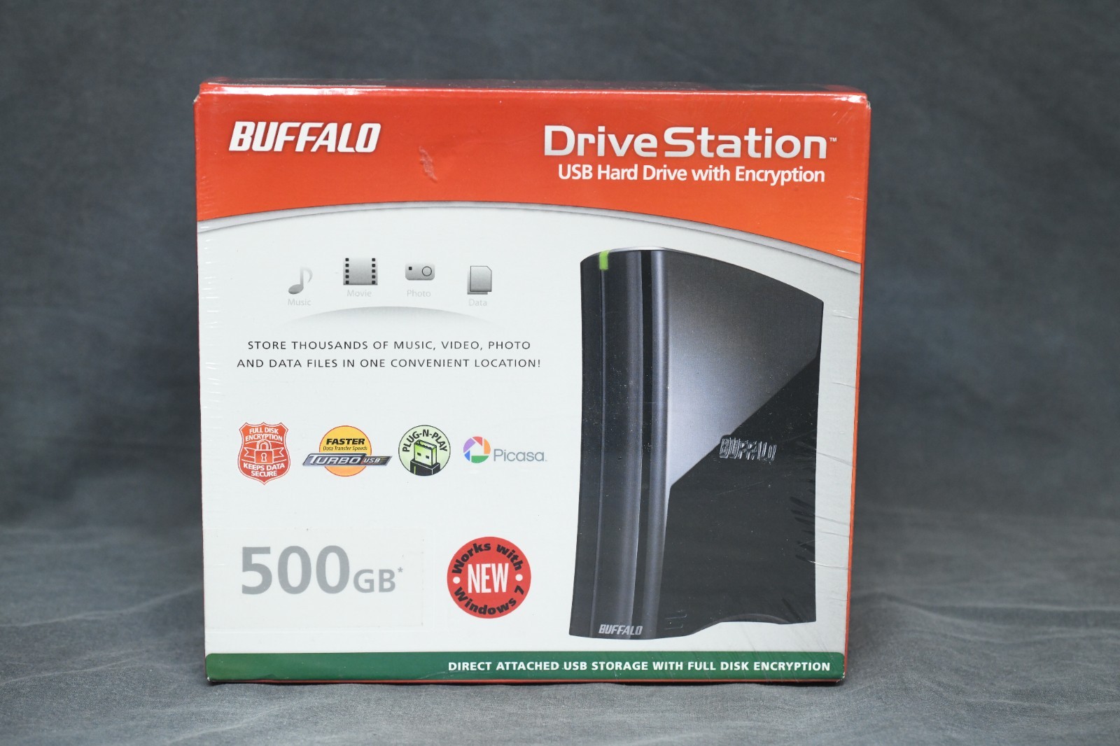 Buffalo MiniStation Stealth 500 GB External Hard Drive USB 2.0 HD-PCT500U2/B