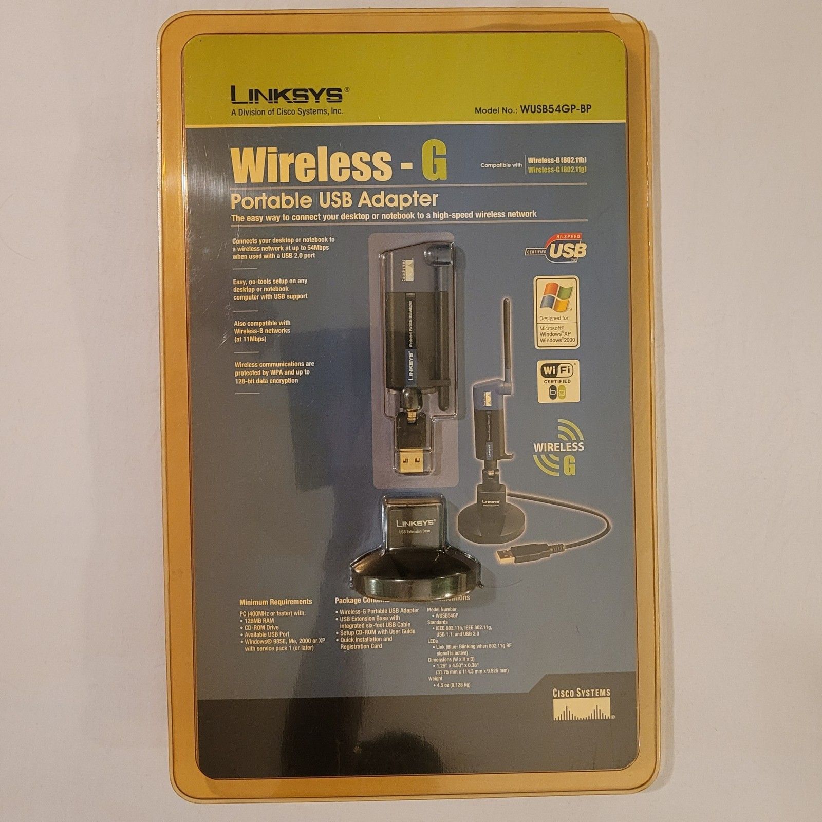 Cisco-Linksys Wireless-G Portable USB Adapter WUSB54GP-BP no tools setup - READ