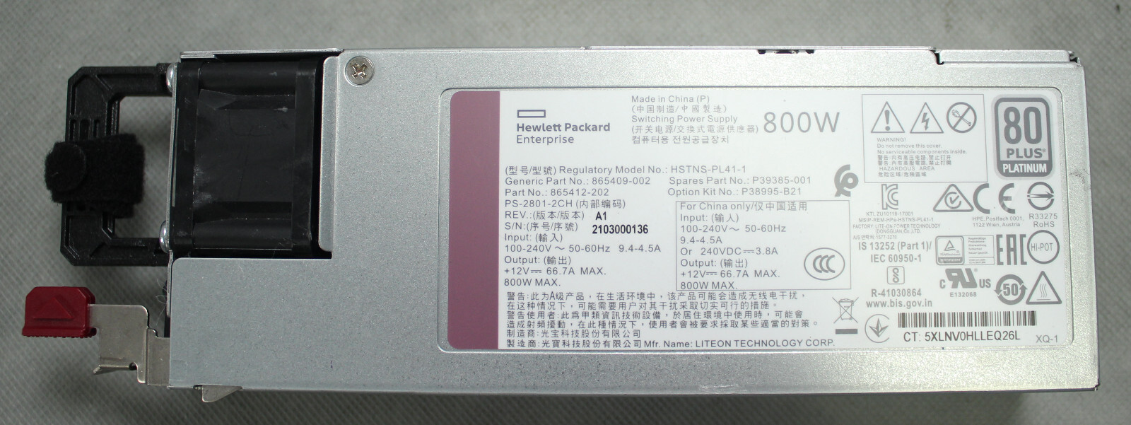 HPE 865414-B21 800W Flex Slot Power Supply 866730-001 HSTNS-PL41-1 865409-001