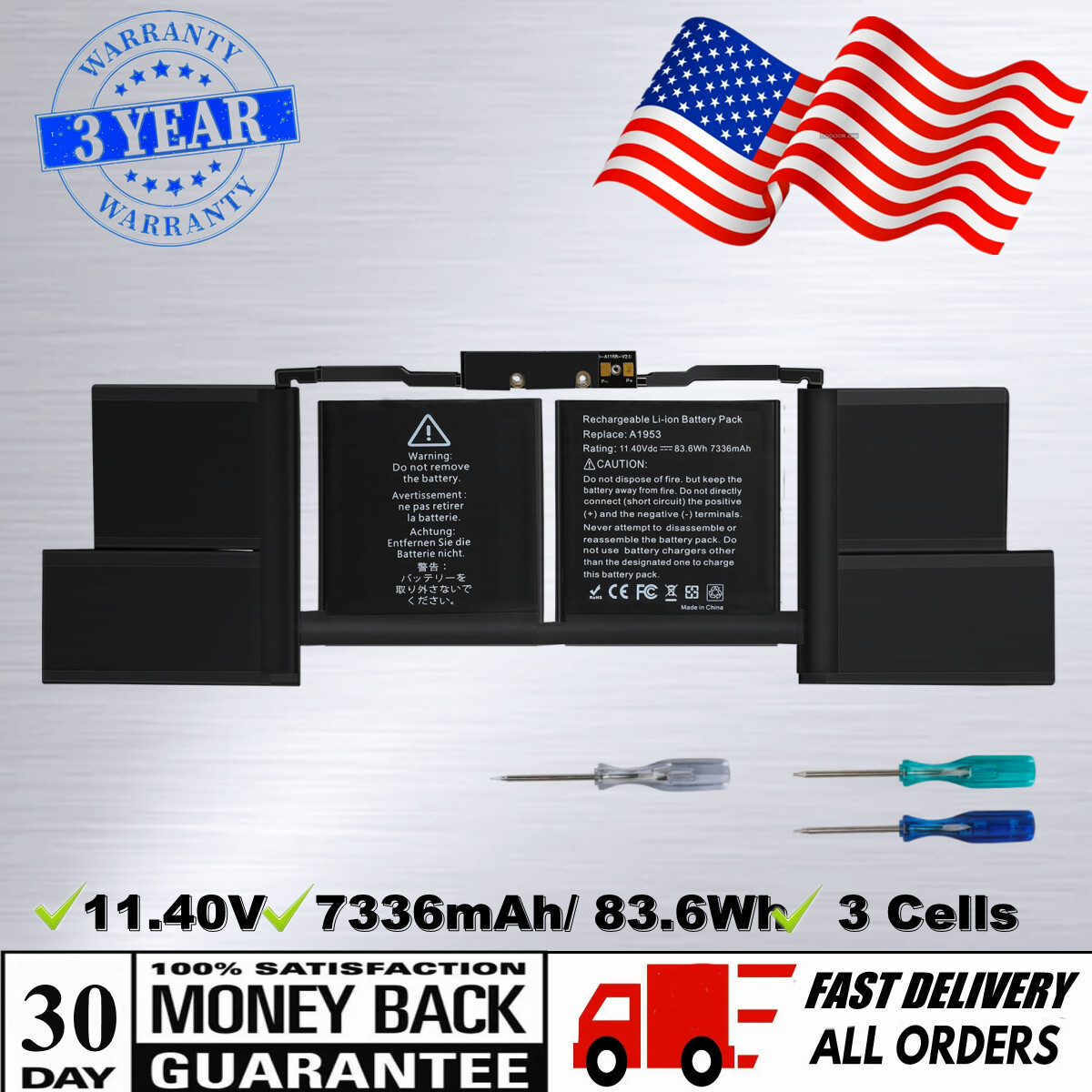 A1990 A1953 Battery For MacBook Pro 15" Touch Bar EMC 3215 3359 Mid 2018 2019