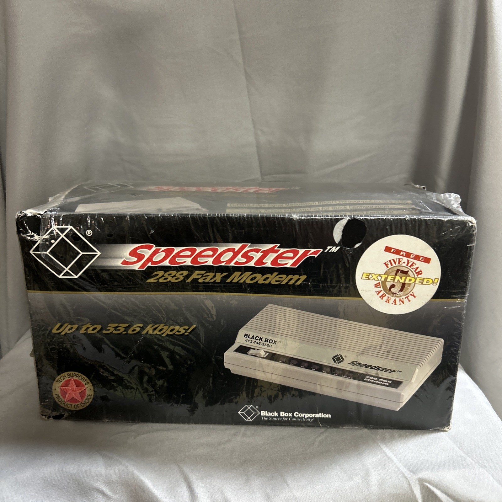 Vintage Black Box Speedster 288 Fax Modem 33.6 Kbps – New Sealed Box