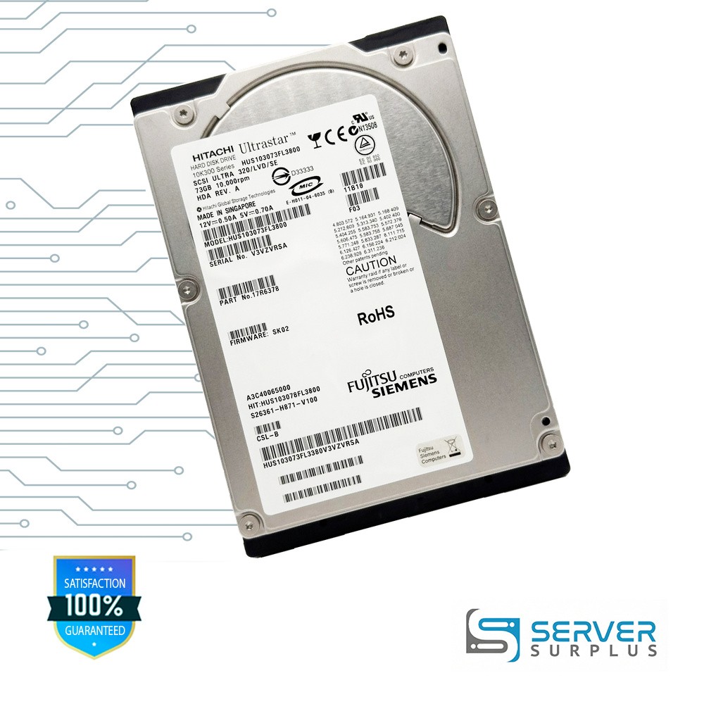 Hitachi Ultrastar 10K300 73GB SCSI ULTRA 320 10000 RPM 3.5" HDD | 17R6378