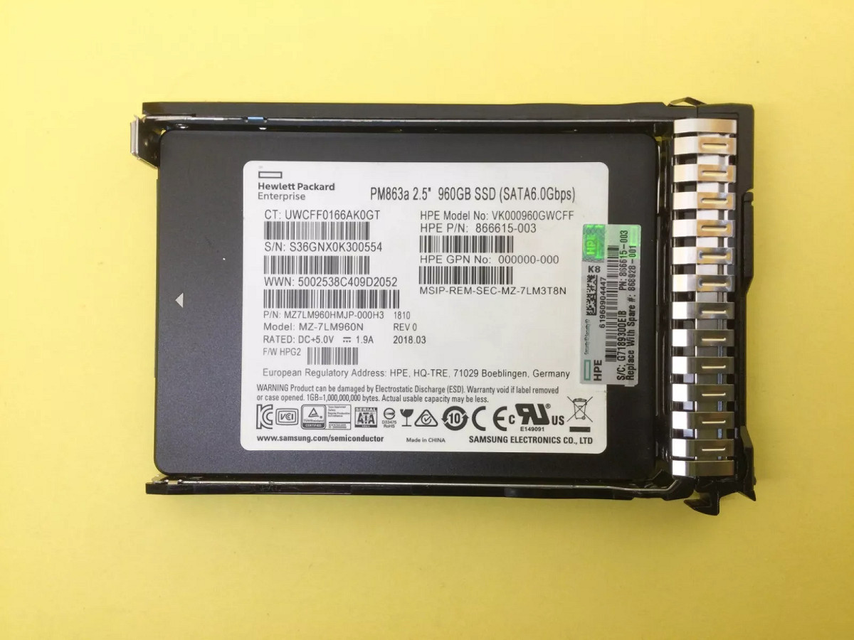 NEW HPE/Samsung 2.5" 960GB SATA 6G G10 Server SSD Replace P18424-B21 P18483-001