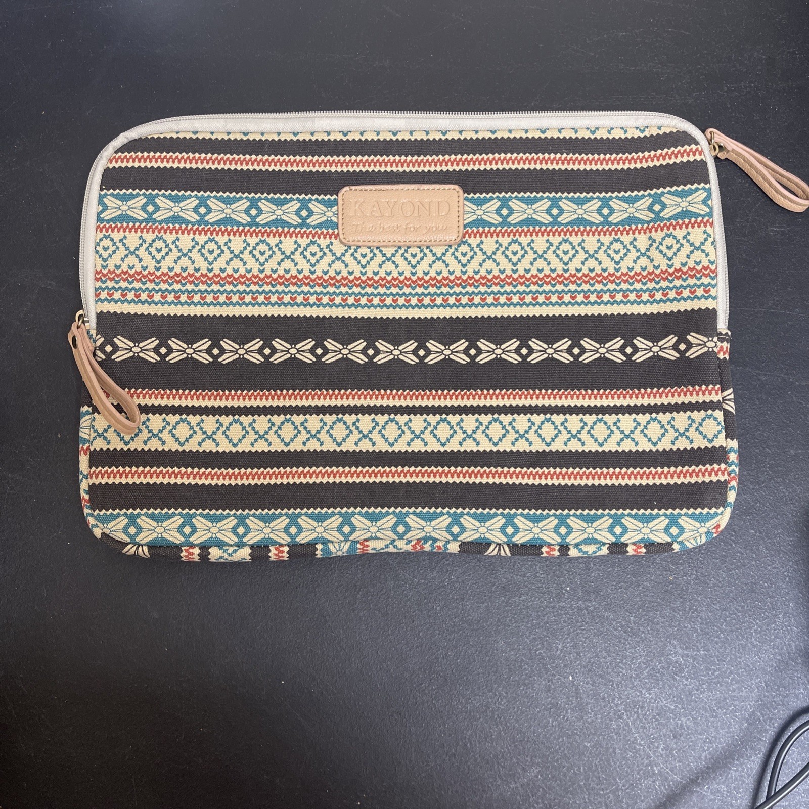 KAYOND Black Stripe 14" Canvas laptop Sleeve & Pocket Water Resistant 14.1"